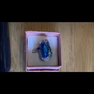 brand new handmade simulated Precious Ring accented with Austrian Crystals